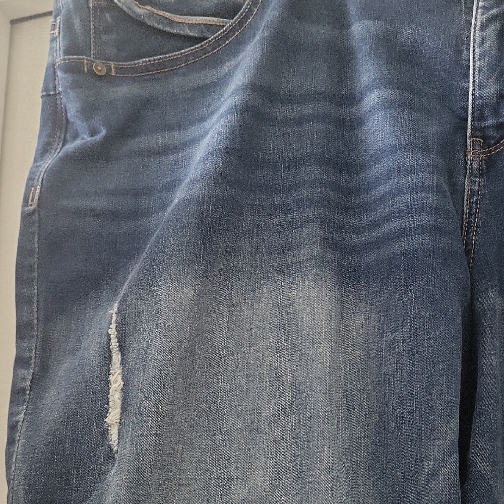 Democracy Blue Distressed Relaxed Jeans with Classic Indigo Finish - 24 W - Picture 3 of 7